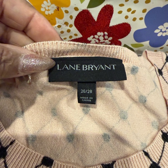 NWOT Lane Bryant Light Pink Cardigan Sweater with Black Dots - Picture 2 of 2